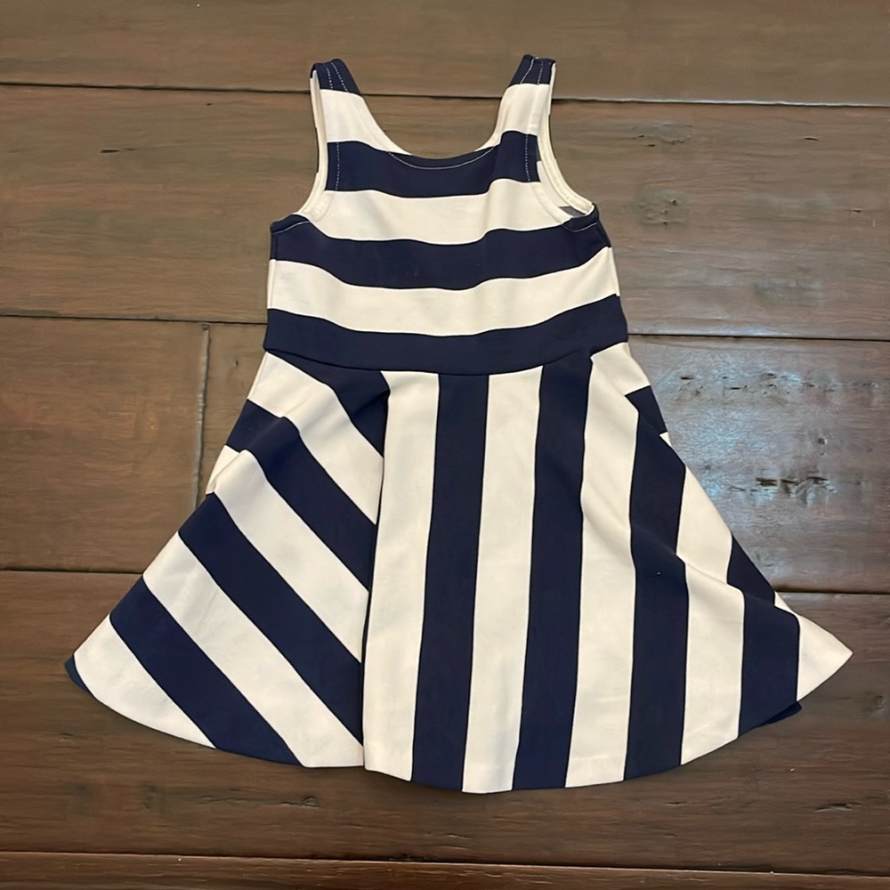 Ralph Lauren Polo Girls Knit Fit & Flare Dress Navy White Stripes Size 4T